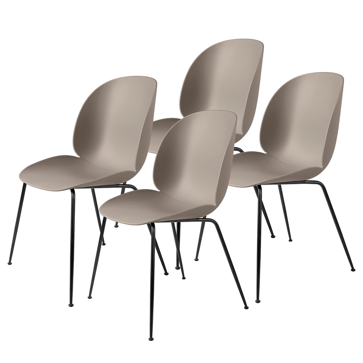 GUBI Chaise Beetle pieds noirs Lot de 4 New Beige | Design Scandinave | Chaises | Beige