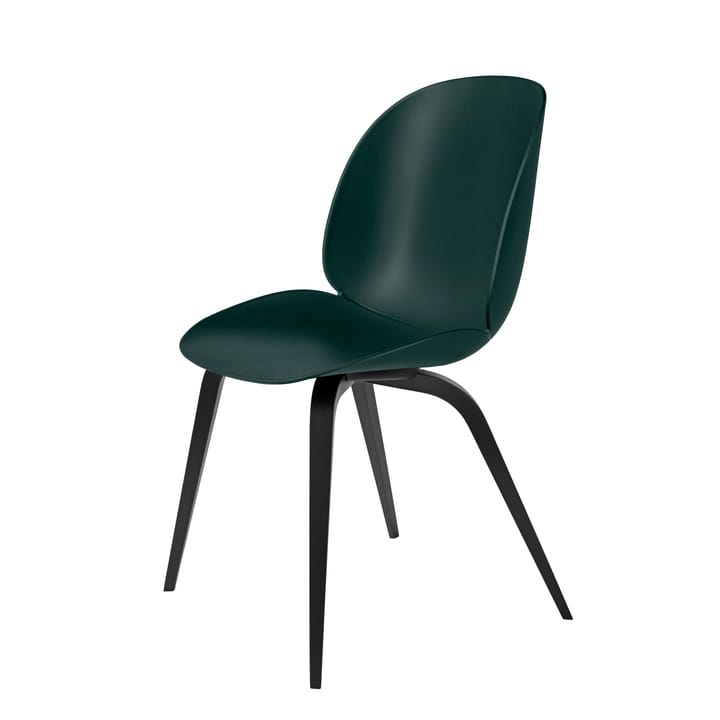 Chaise Beetle plastique pieds en bois noirs - vert - GUBI