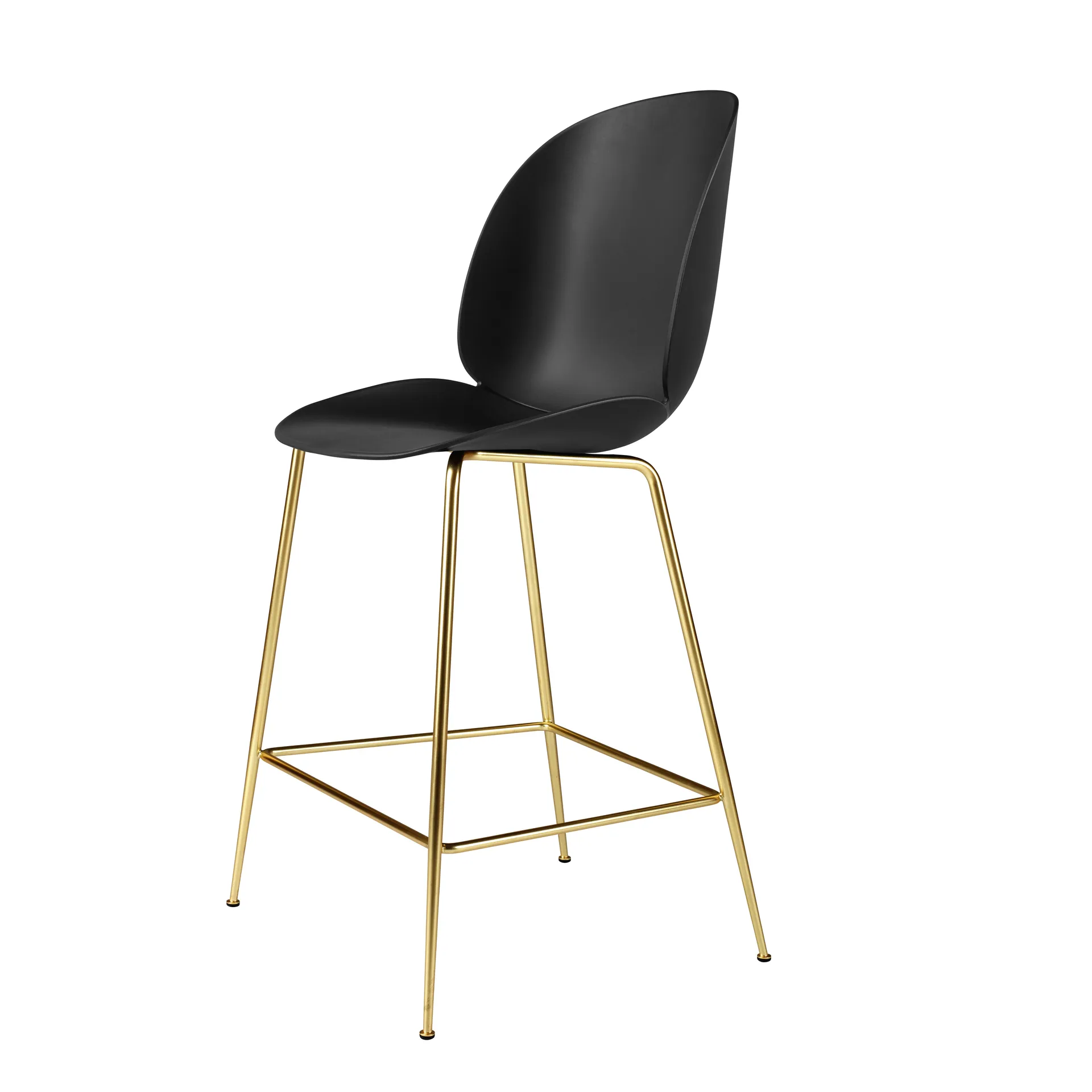 Chaise Beetle plastique pieds en laiton, noir GUBI
