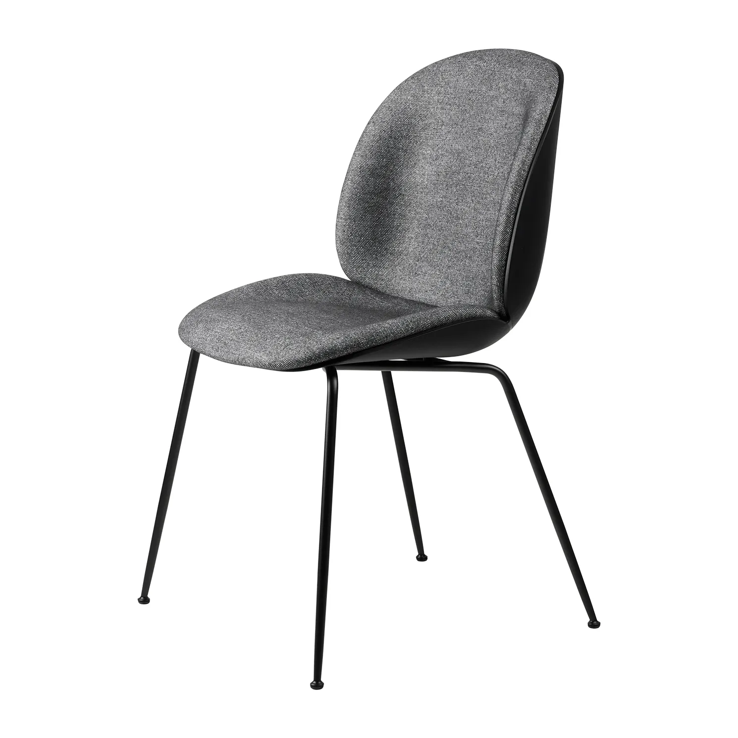 Chaise Beetle rembourrée sur le dossier et l’assise, pieds noirs, Plain 0023-black GUBI