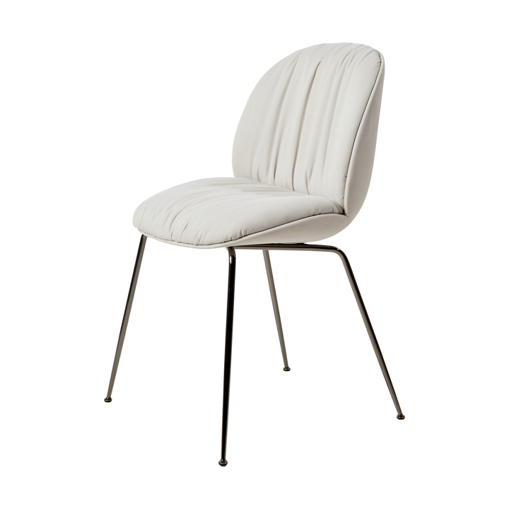 Chaise Beetle Soft, dossier avant recouver - Tabouret Reales Limonta 001, dossier noir, chrome - GUBI