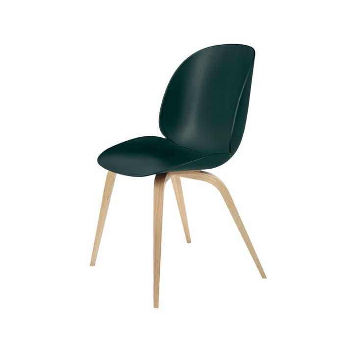 Chaise Beetle - Vert foncé, structure en chêne verni mat - Gubi