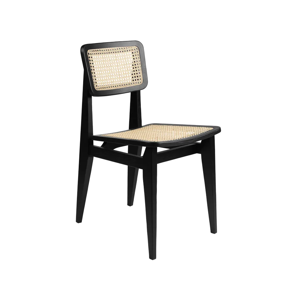 Chaise C-Chair, black stained oak, rotin GUBI