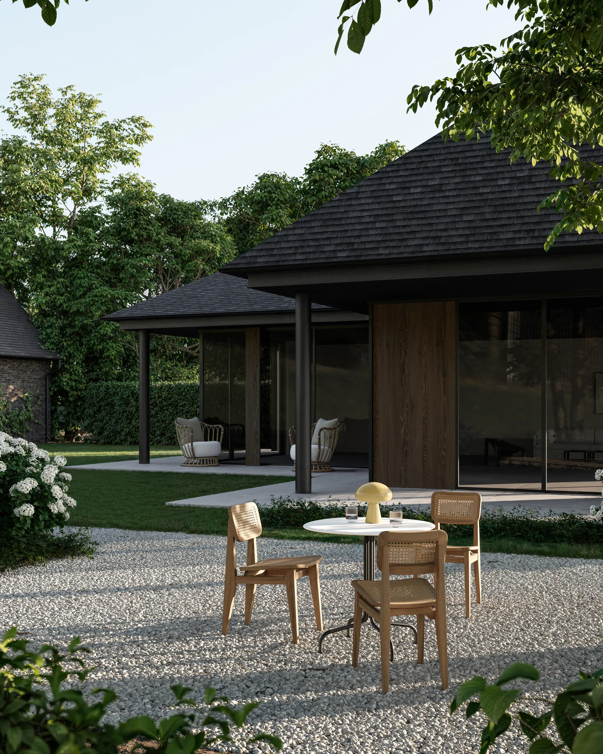 Chaise C-chair Outdoor, All french cane teck naturel GUBI