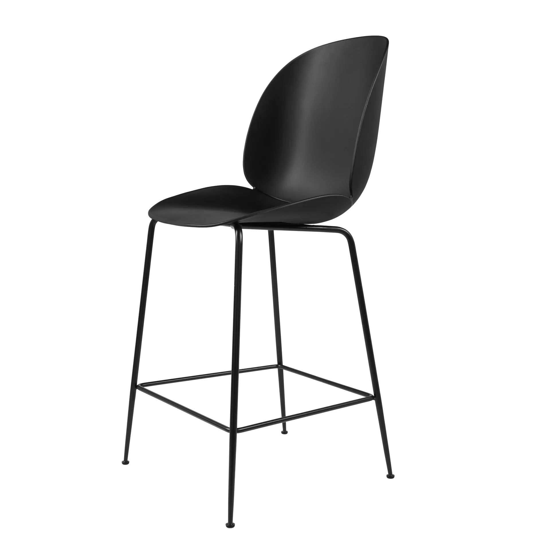 Chaise de bar Beetle plastique pieds noirs, noir GUBI