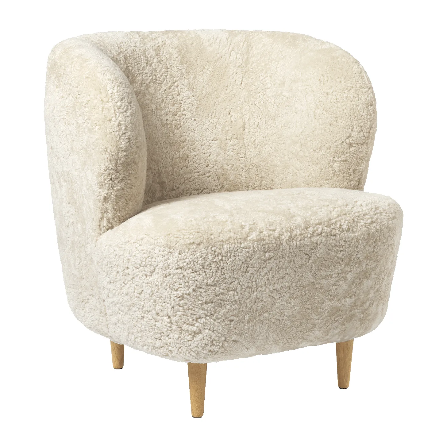 Chaise lounge Stay Small, Peau de mouton Moonlight-chêne laqué GUBI