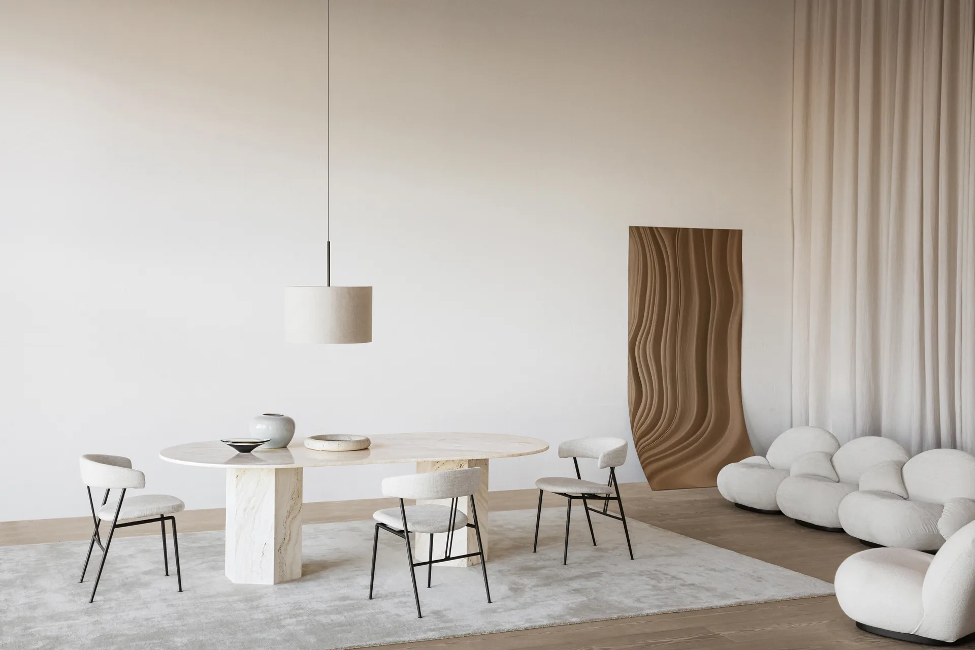 Chaise Violin, Velvet 294 grey green-black GUBI