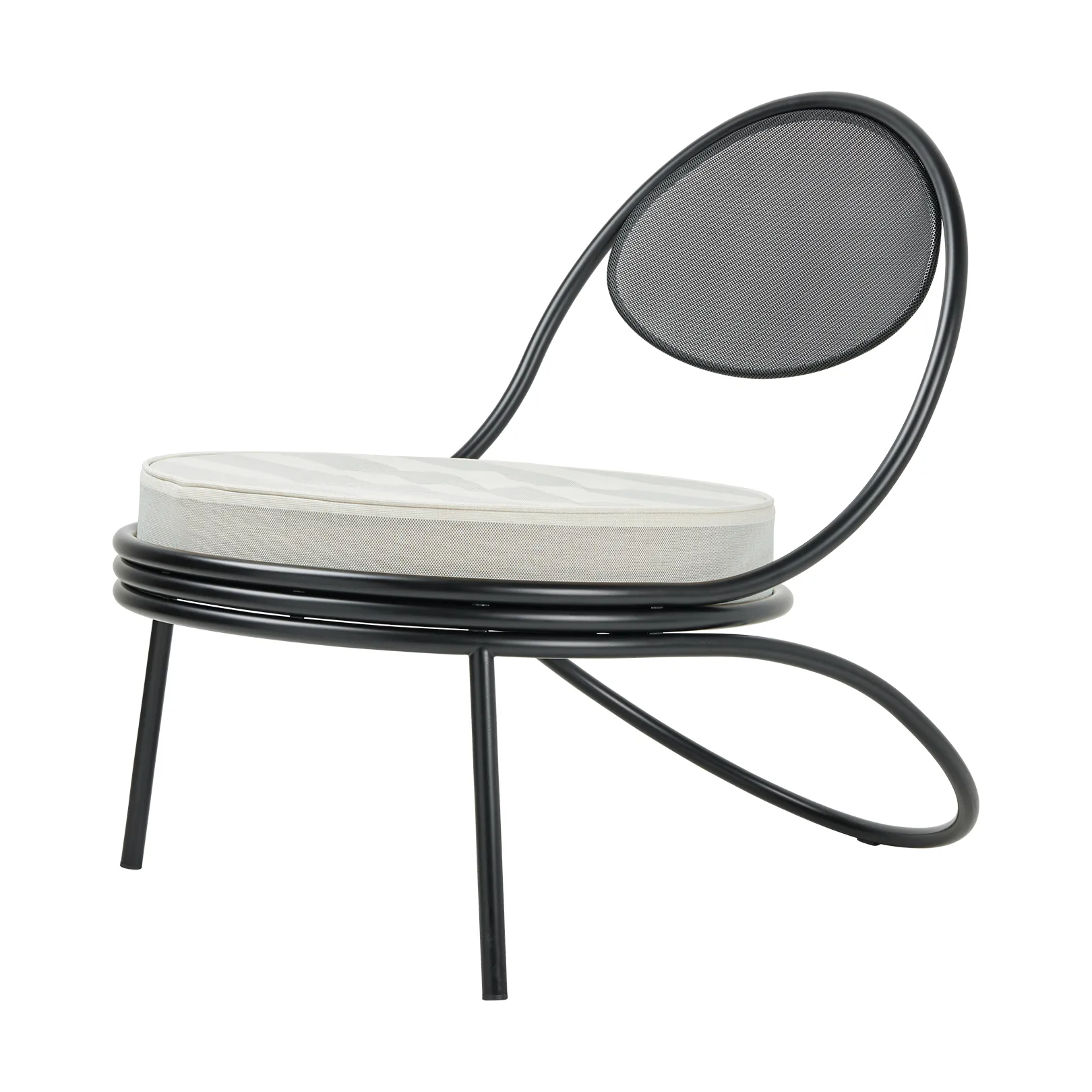 Copacabana Outdoor Lounge Chair assise rembourrée, Leslie stripe limonta 020 - supports noirs GUBI