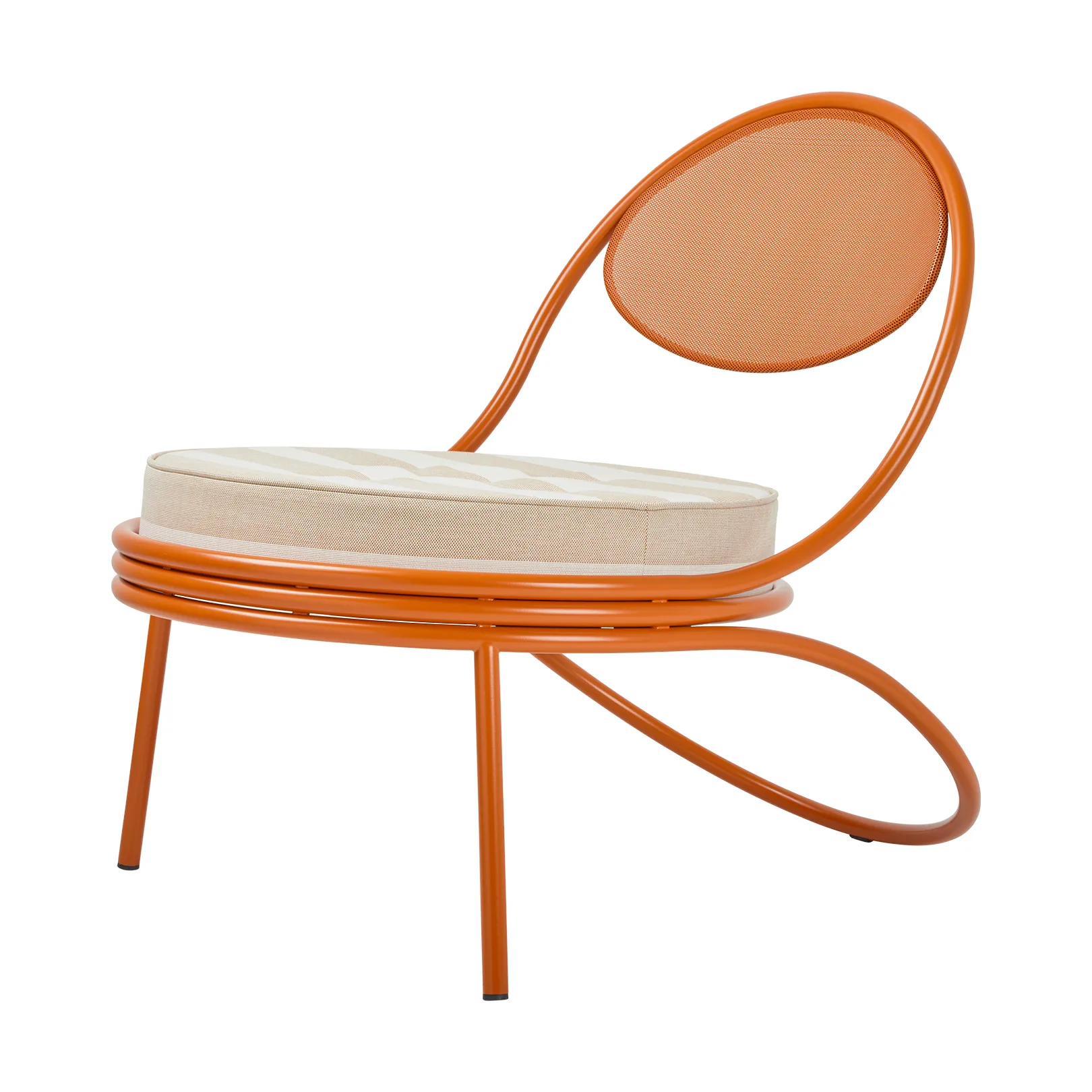 Copacabana Outdoor Lounge Chair assise rembourrée, Leslie stripe limonta 040-international orange GUBI
