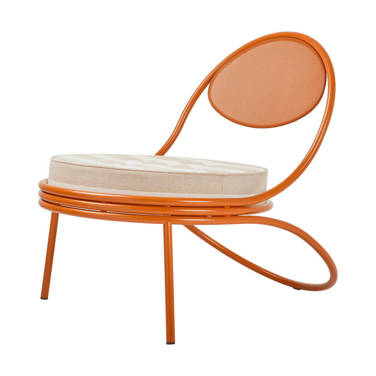 GUBI Copacabana Outdoor Lounge Chair assise rembourrée Leslie stripe limonta 040-international orange