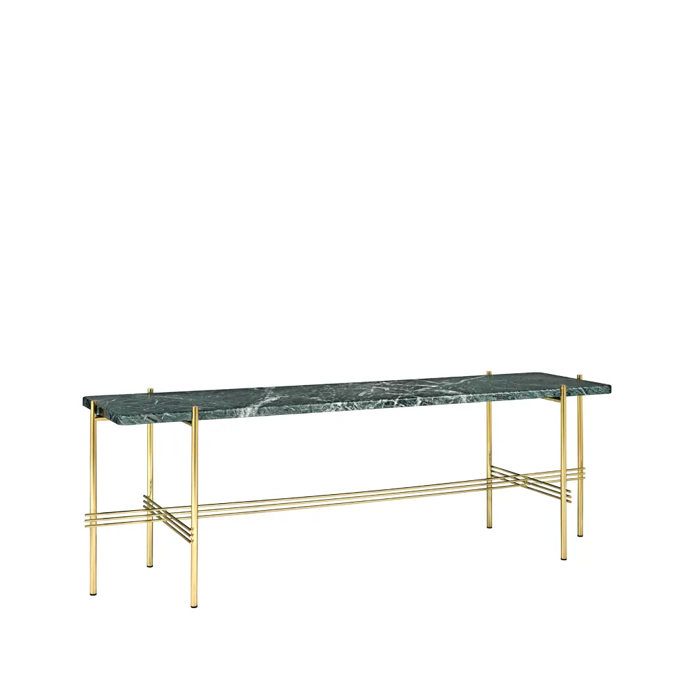 Desserte TS Console 1, marbre vert, structure en laiton GUBI