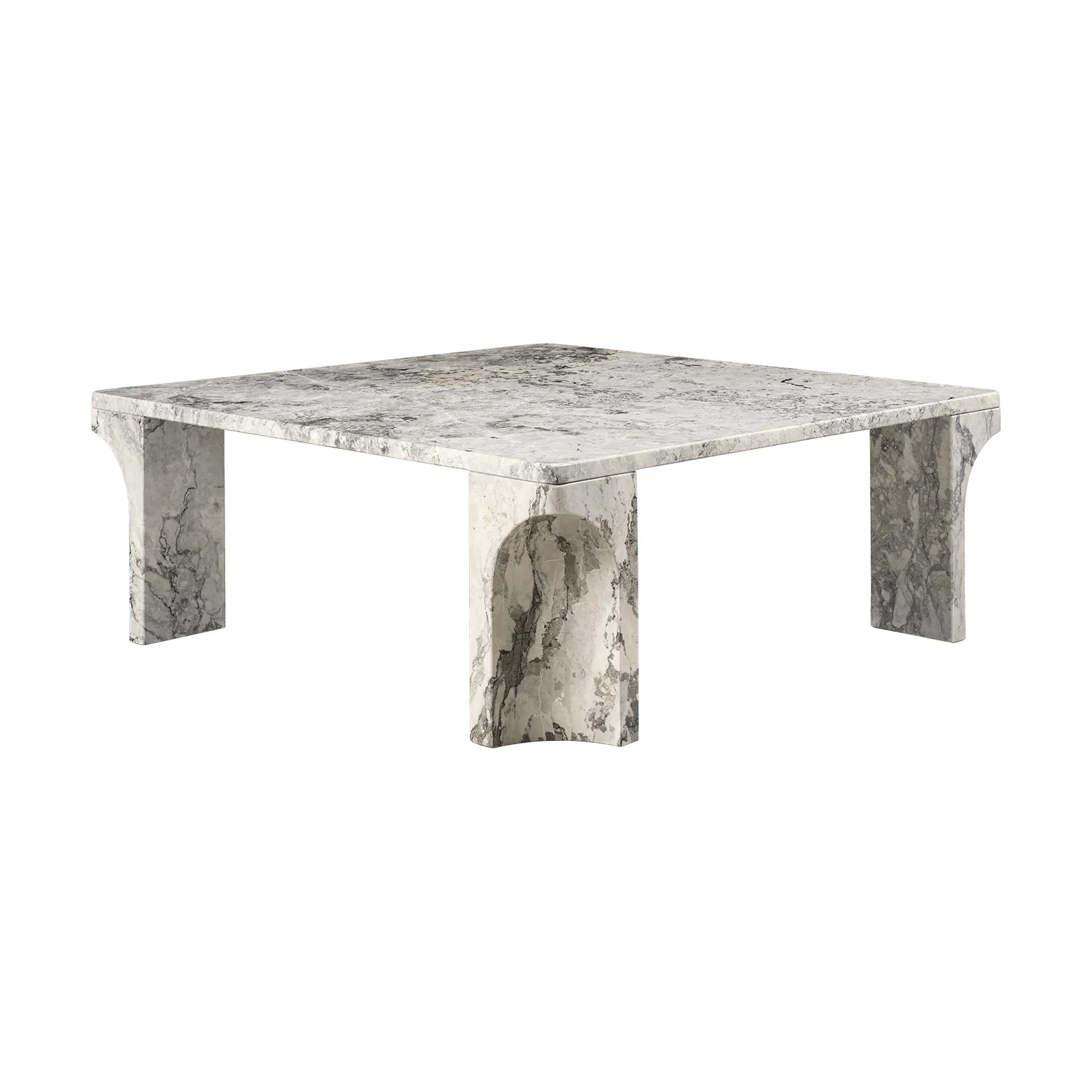 Doric table basse, Gris orage marbre, 80x80 cm GUBI
