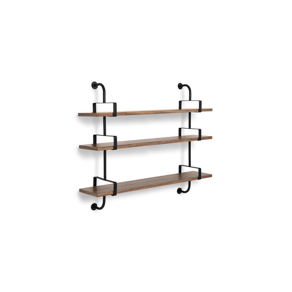 GUBI Étagère murale Demon 3 niveaux walnut, 155 cm | Design Scandinave | Étagères & systèmes de rayonnage | Marron
