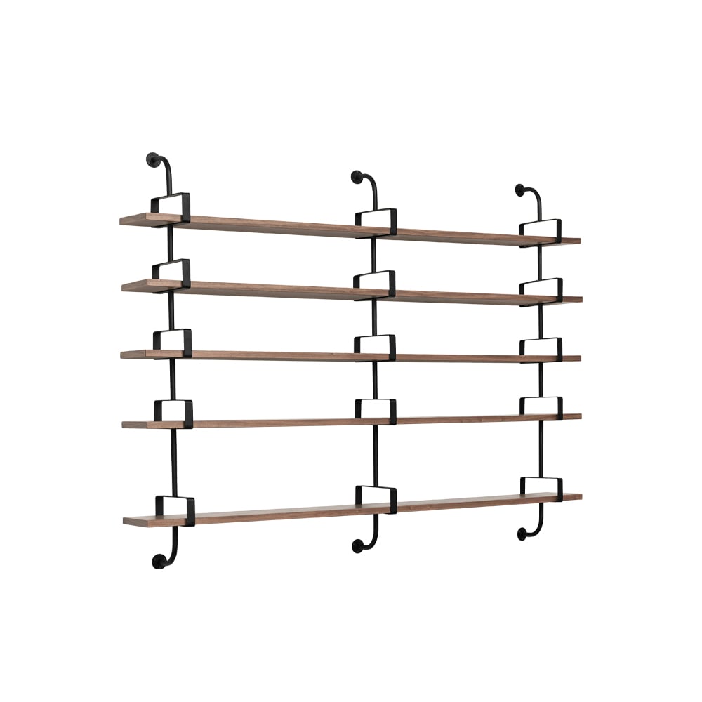 GUBI Étagère murale Demon 5 niveaux walnut, 215 cm | Design Scandinave | Étagères & systèmes de rayonnage | Marron