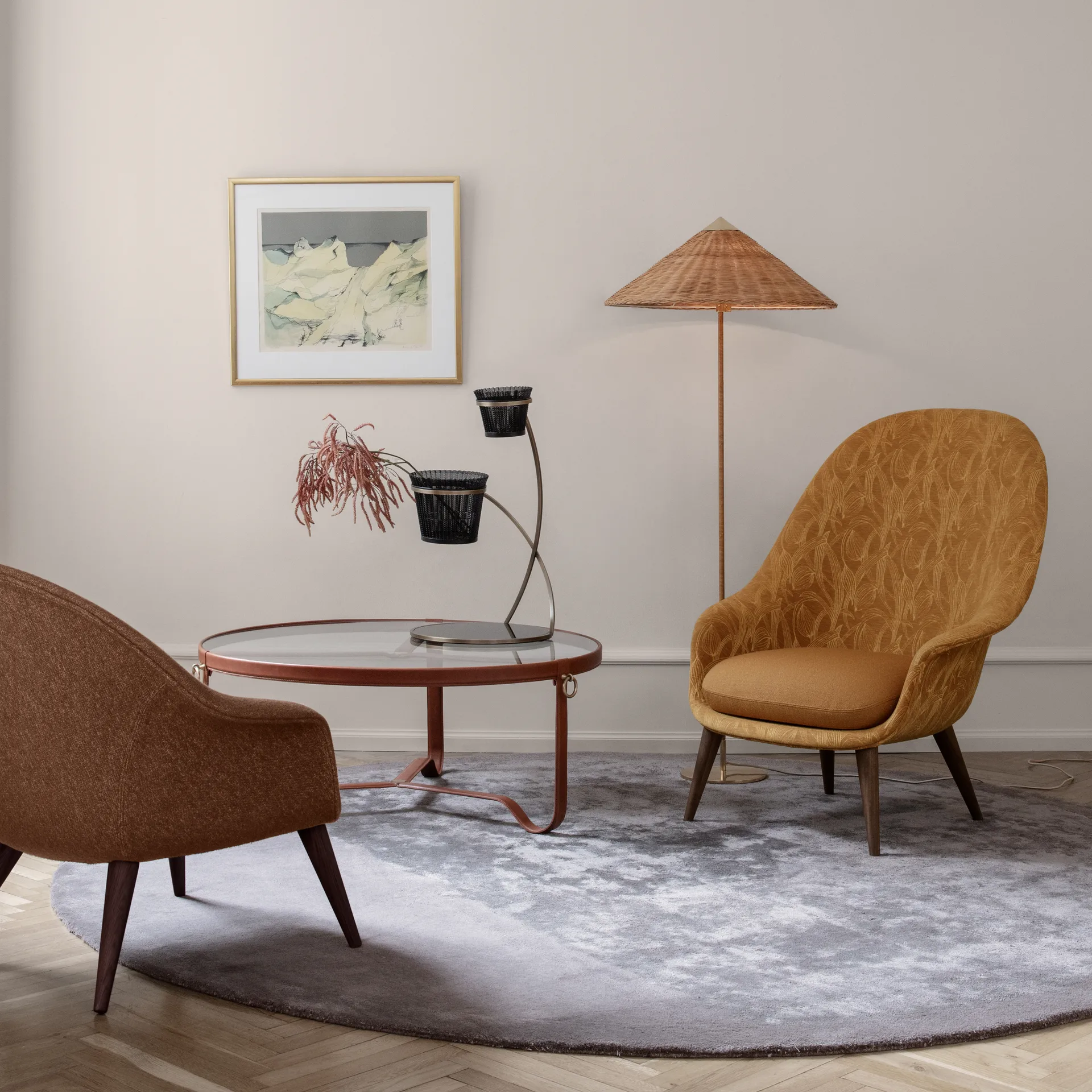 Lampadaire 9602, Laiton-osier de saule GUBI