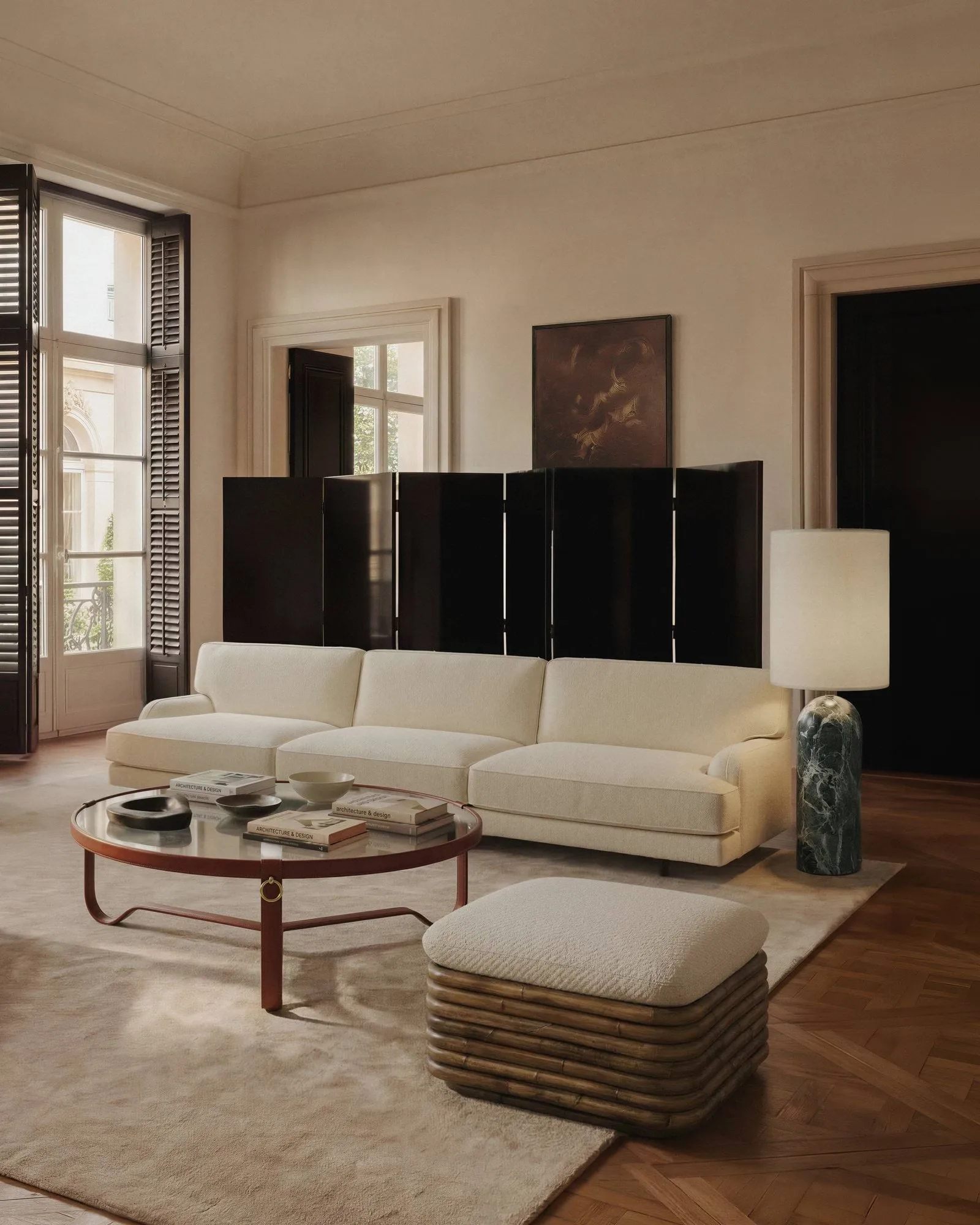 Lampadaire Gravity XL, Emerald marble-canvas GUBI