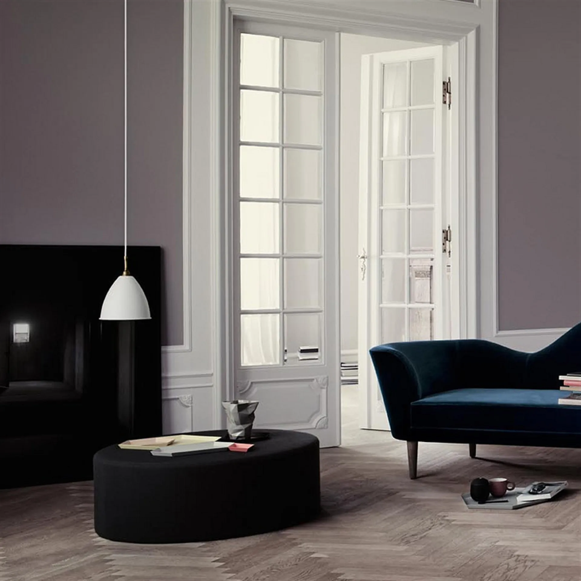 Lampe à suspension Bestlite BL9M, blanc mat-chrome GUBI