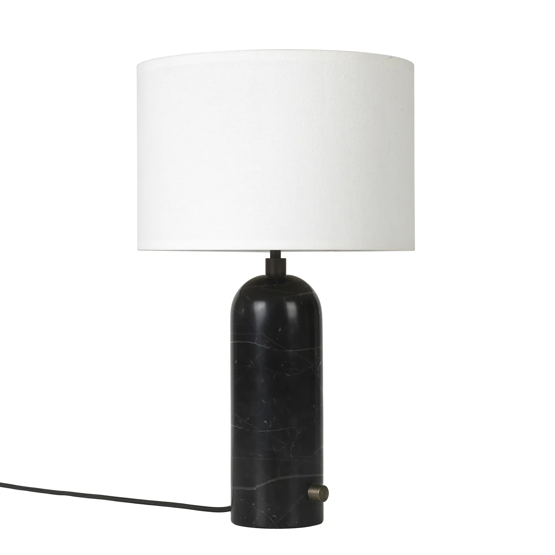 Lampe de table Grablancy S, black marble + abat-jour blanc GUBI