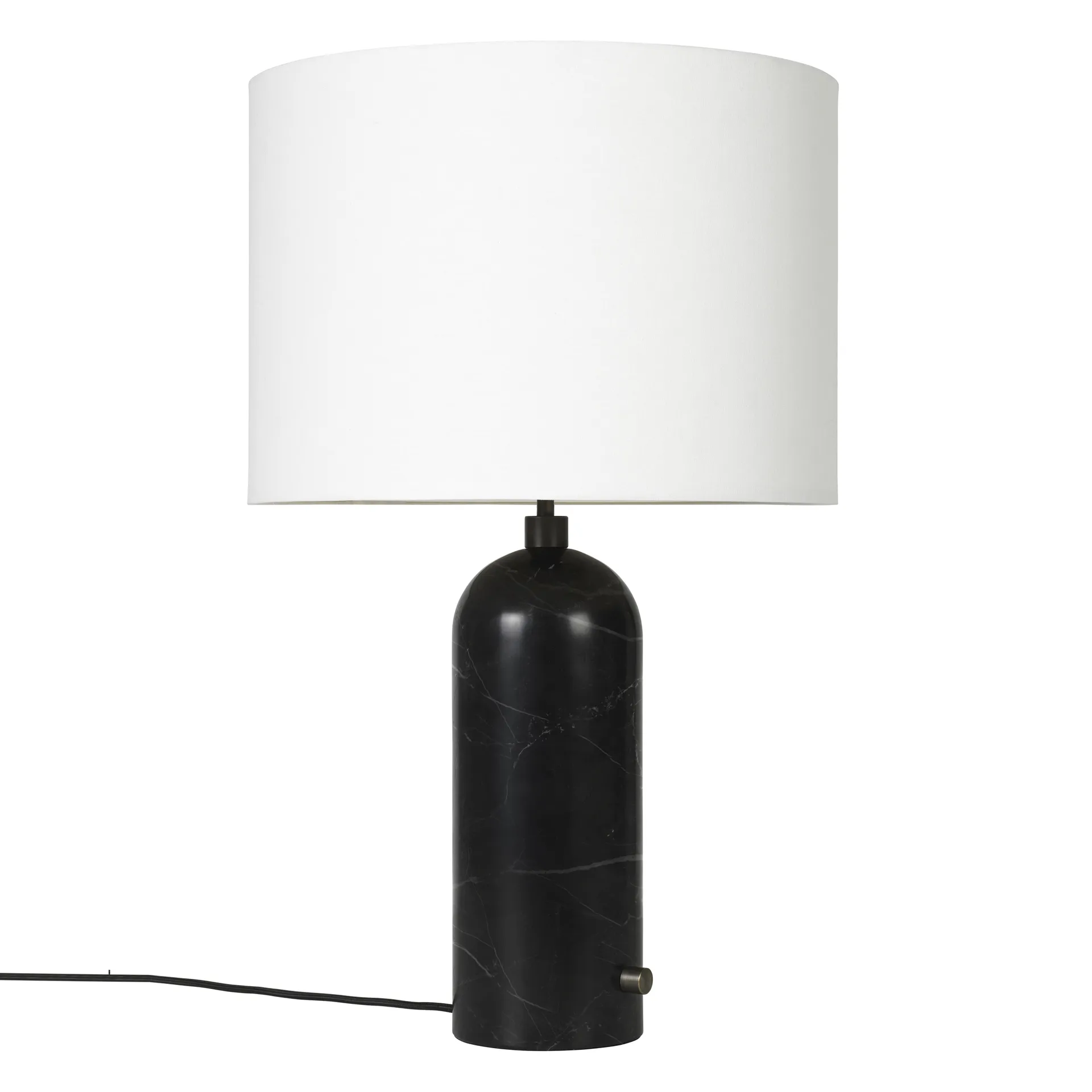 Lampe de table Gravity L, black marble + abat-jour blanc GUBI