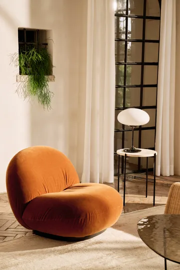 Lampe de table Stemlite - Black chrome verre opale 42 cm - GUBI