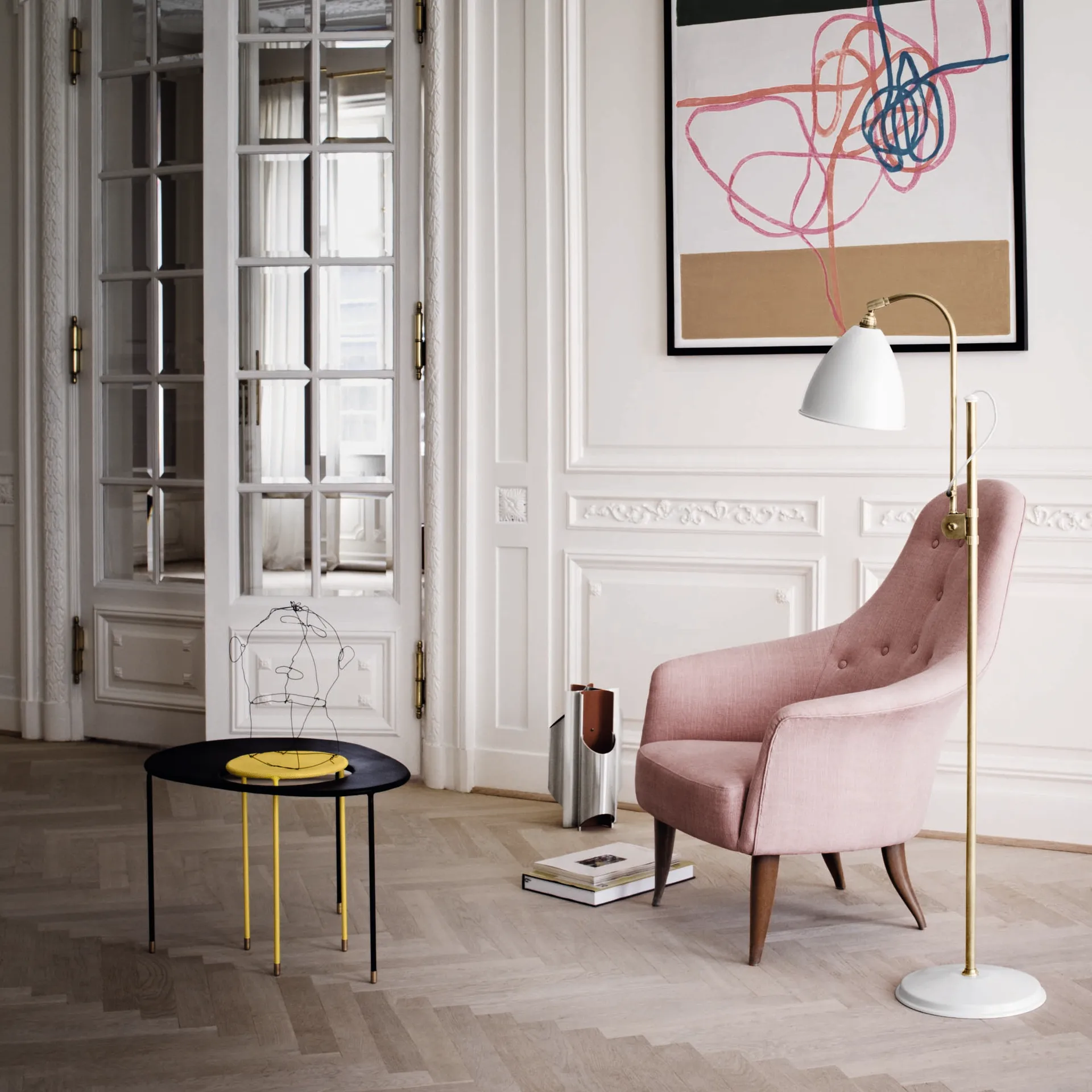 Lampe sur pied Bestlite BL3M, Blanc mat-laiton GUBI