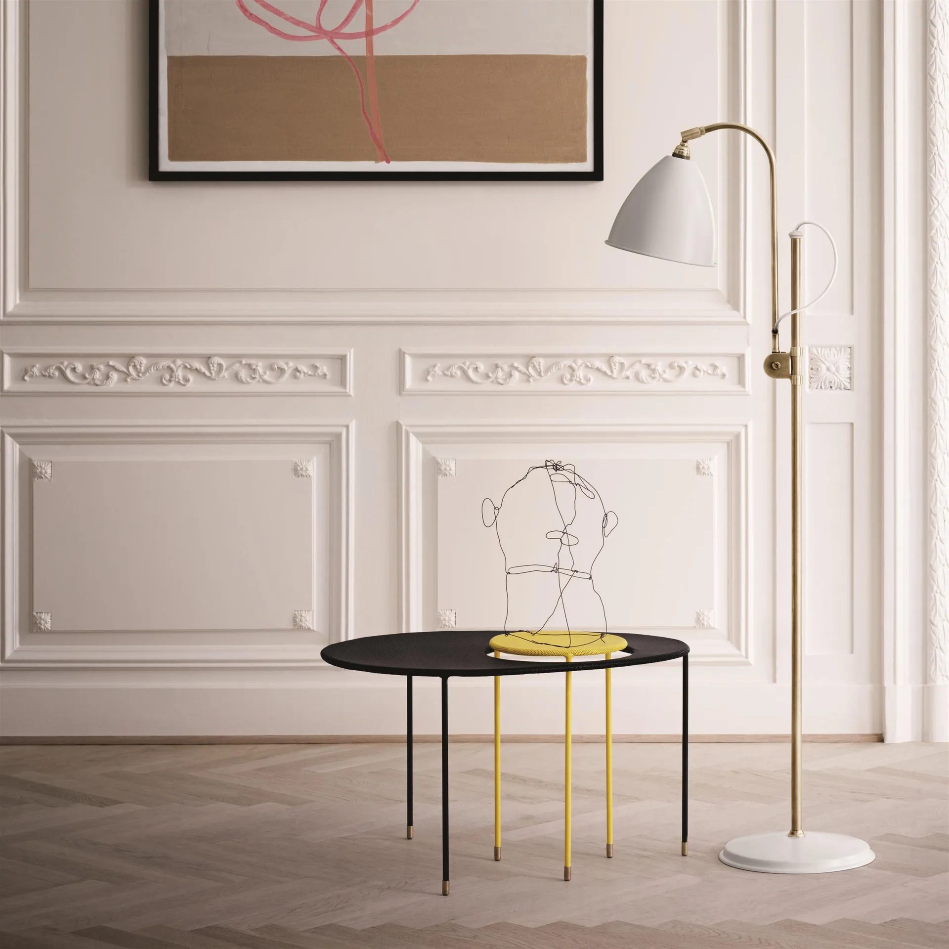 Lampe sur pied Bestlite BL3M, Blanc mat-laiton GUBI