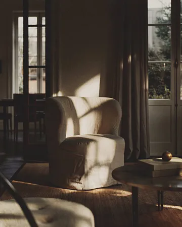 Stay Slipcover fauteuil lounge - Linen 0024, taille L - GUBI