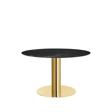 Table à manger Gubi 2.0 - marble black, ø110, structure en laiton - GUBI
