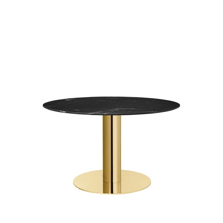 Table à manger Gubi 2.0 - marble black, ø110, structure en laiton - GUBI