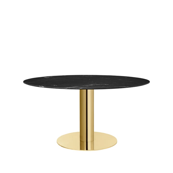 Table à manger Gubi 2.0 - marble black, ø150, structure en laiton - GUBI