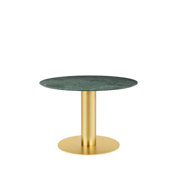 Table à manger Gubi 2.0 - marble green, ø110, structure en laiton - GUBI