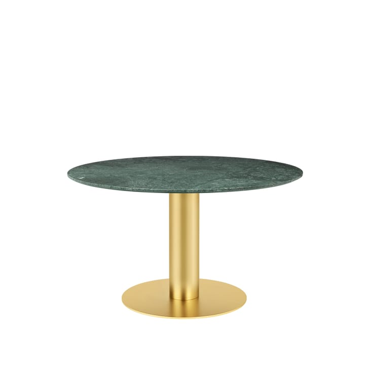 Table à manger Gubi 2.0 - marble green, ø130, structure en laiton - GUBI