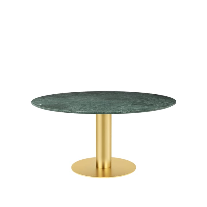 Table à manger Gubi 2.0 - marble green, ø150, structure en laiton - GUBI
