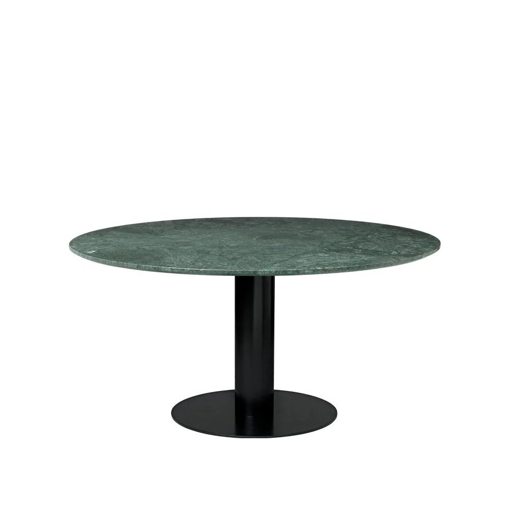 Table à manger Gubi 2.0, marble green, ø150, structure noire GUBI