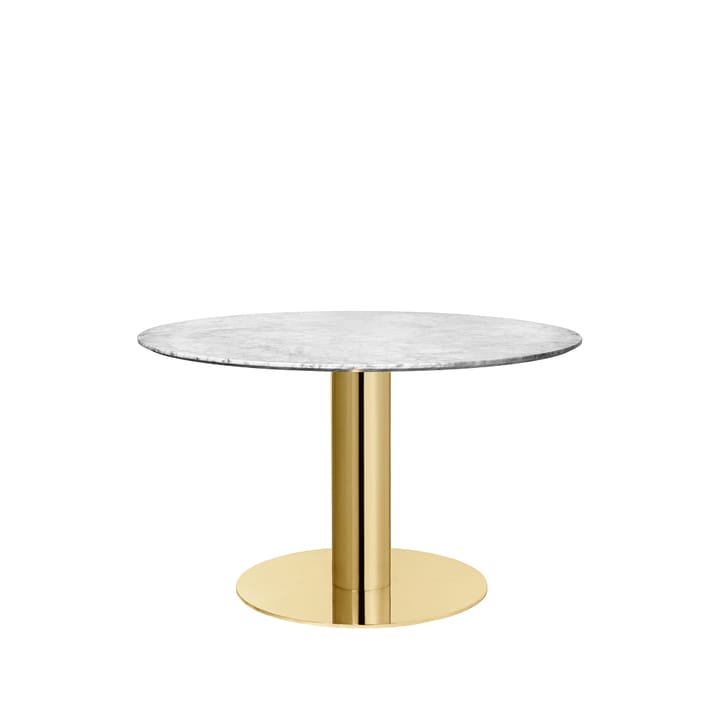 Table à manger Gubi 2.0 - marble white, ø110, structure en laiton - GUBI