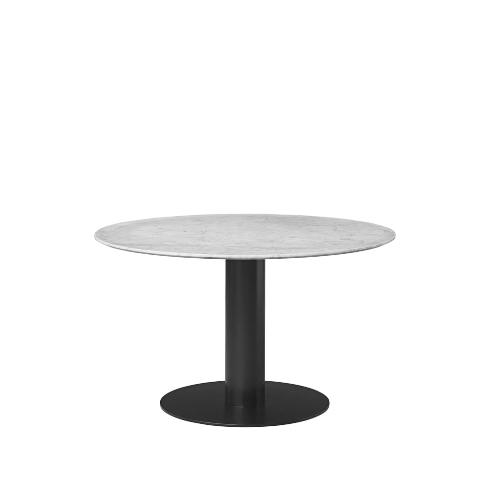 GUBI Table à manger Gubi 2.0 marble white, o110, structure noire