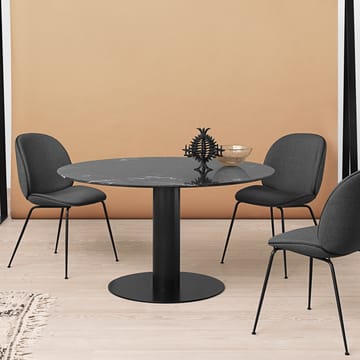 Table à manger Gubi 2.0 - marble white, ø110, structure noire
 - GUBI