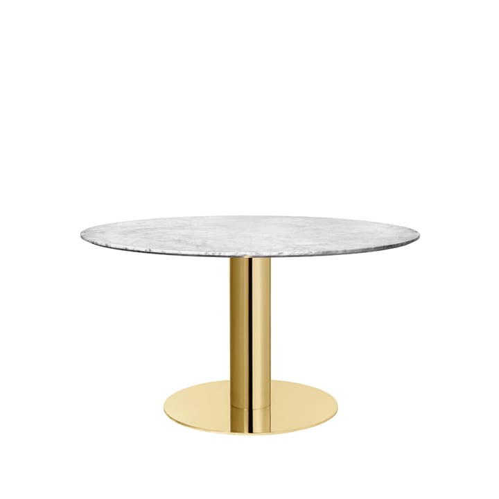 Table à manger Gubi 2.0 - marble white, ø130, structure en laiton - GUBI