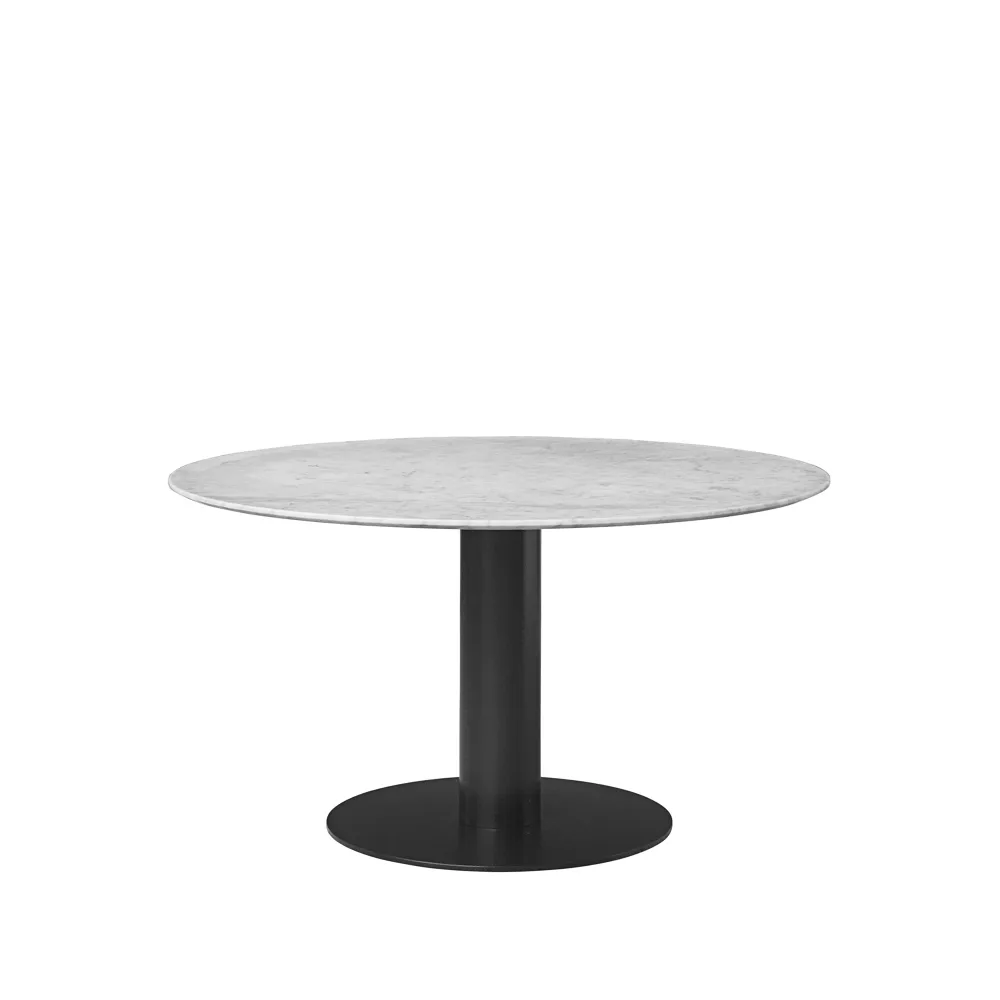 Table à manger Gubi 2.0, marble white, ø130, structure noire GUBI