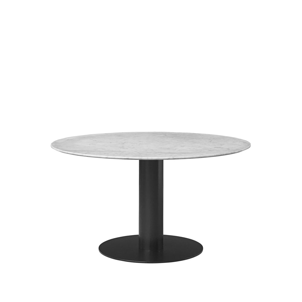 GUBI Table à manger Gubi 2.0 marble white, o130, structure noire
