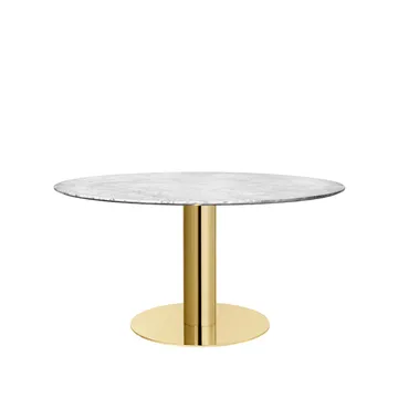 Table à manger Gubi 2.0 - marble white, ø150, structure en laiton - GUBI