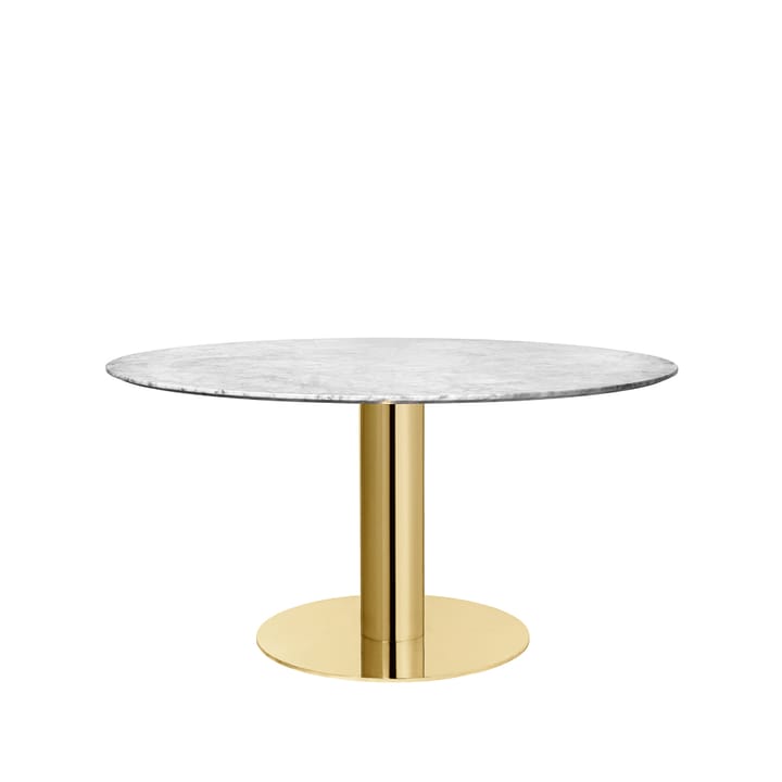 Table à manger Gubi 2.0 - marble white, ø150, structure en laiton - GUBI