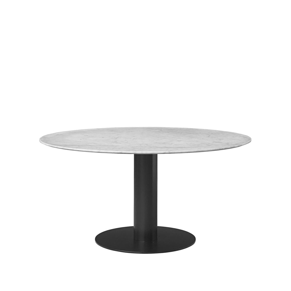 GUBI Table à manger Gubi 2.0 marble white, o150, structure noire