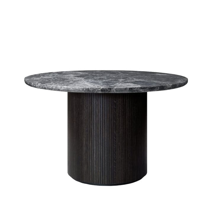 Table à manger Moon ronde - marble grey, Ø120 cm, marron/pied lasuré noir - GUBI