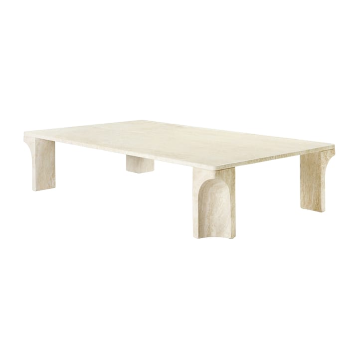 Table basse Doric 80x140 cm - Blanc neutre-travertin - GUBI
