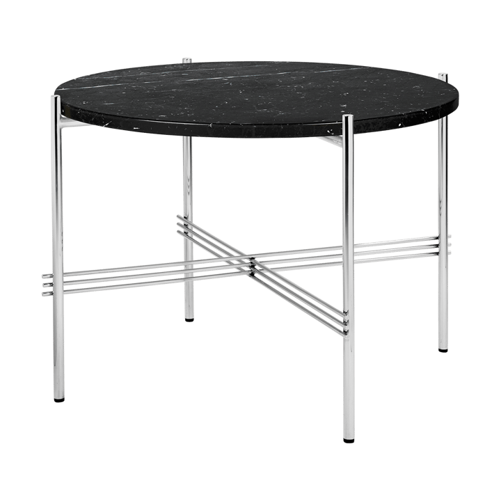 Table basse en acier poli TS Ø55 - Black marquina marble - GUBI