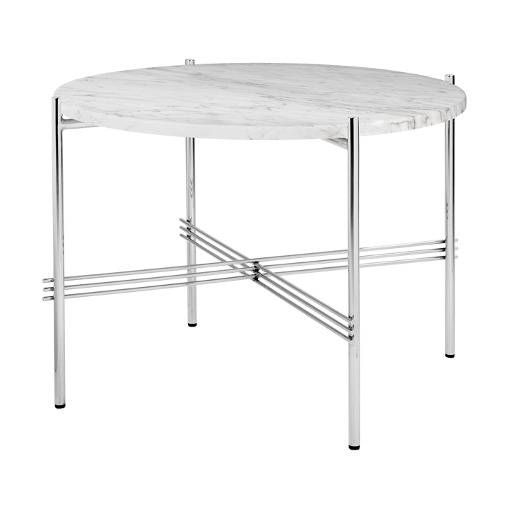 Table basse en acier poli TS Ø55 - White carrara marble - GUBI