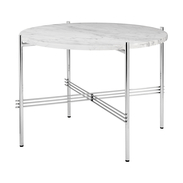 Table basse en acier poli TS Ø55 - White carrara marble - GUBI