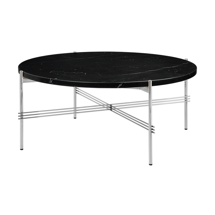 Table basse en acier poli TS Ø80 - Black marquina marble - GUBI