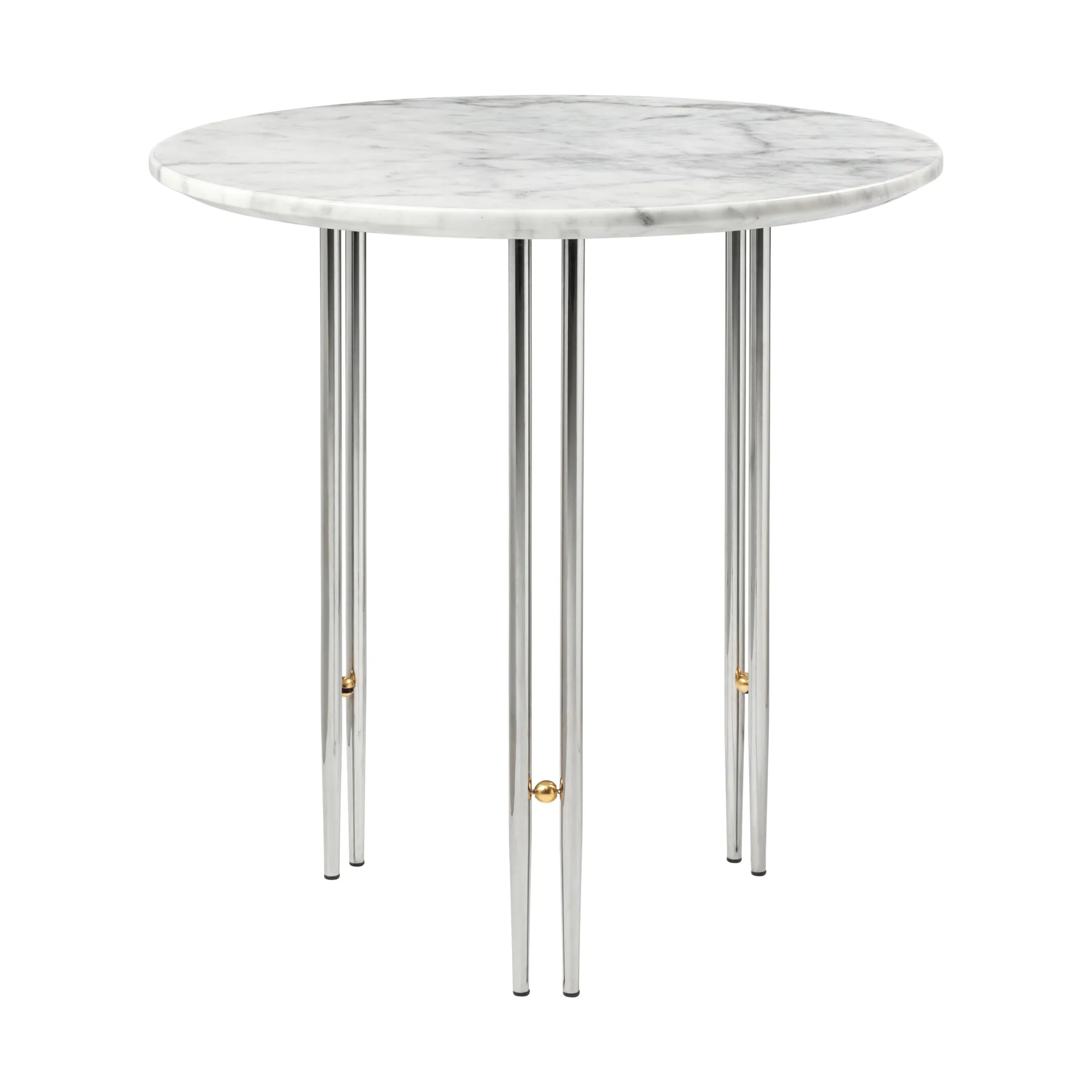 Table basse IOI Ø50 cm, Chrome-laiton-marbre blanc GUBI